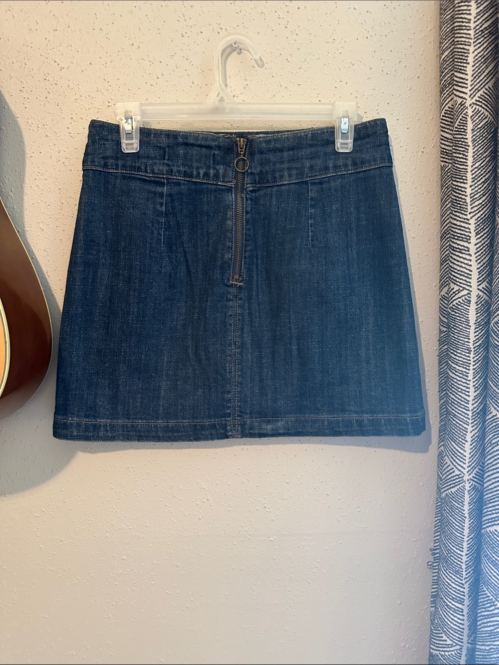 Classic Dark Blue Denim Mini Skirt with Front Zip